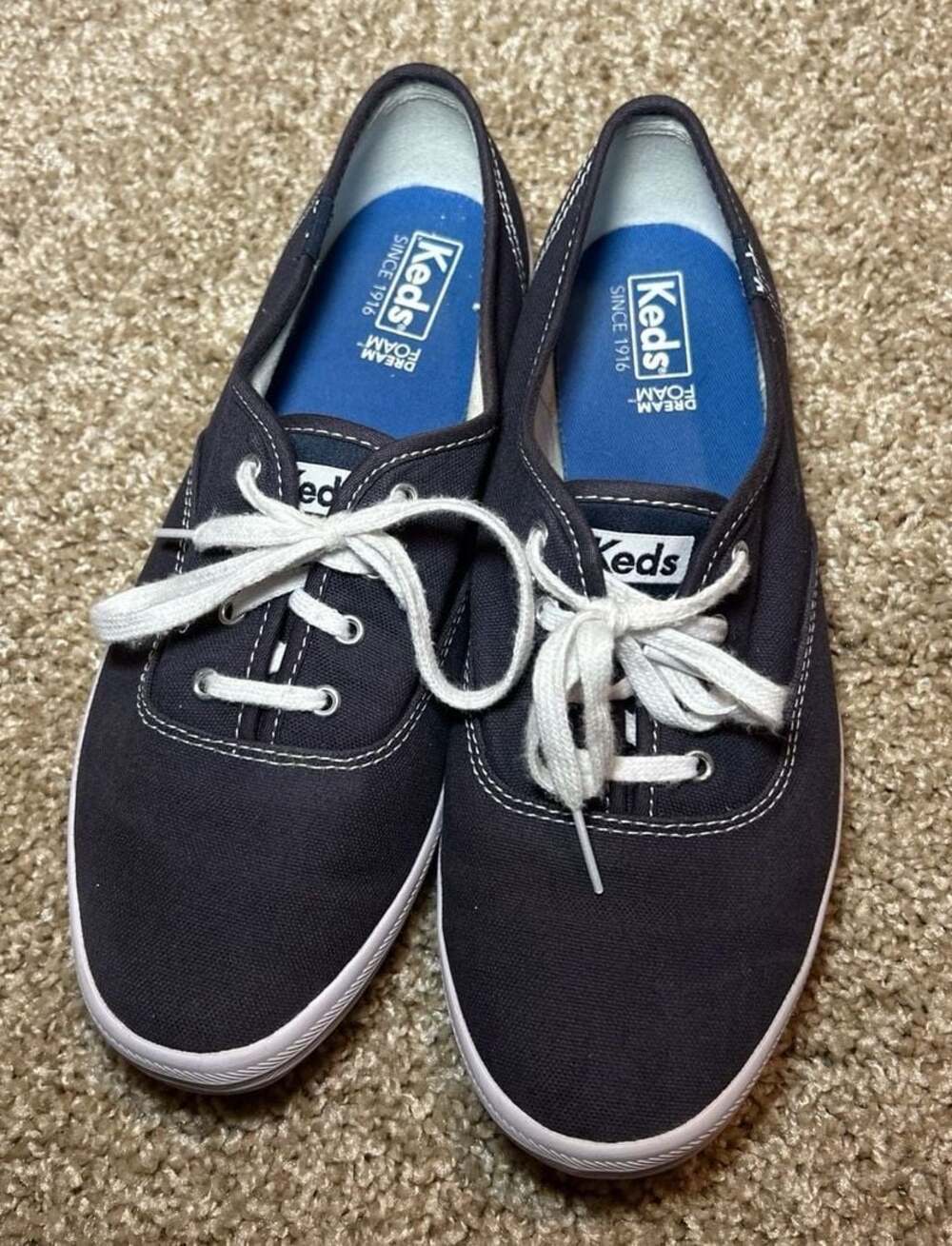 Wide Keds Champion Navy Blue Canvas Dream Foam Sneakers Women's Size 8.5W